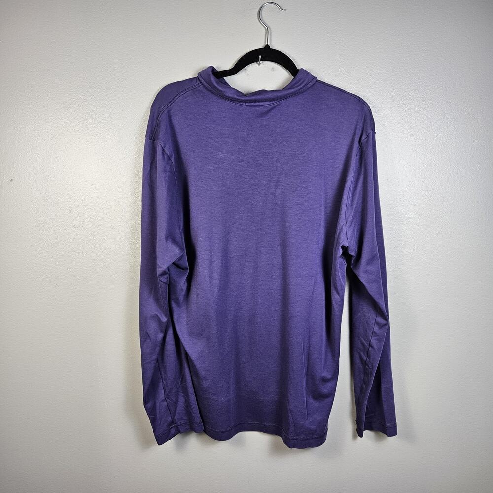 Robert Barakett Long Sleeve Polo Shirt 100% Pima Cotton Purple XL Quiet Luxury - Picture 2 of 6